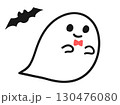 コウモリと赤い蝶ネクタイをつけたハロウィンのオバケ 130476080