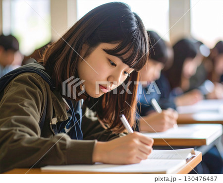 授業を受ける女子高生/ High school girls attending classes 授業を受ける女子高生/ High school girls attending classes 130476487