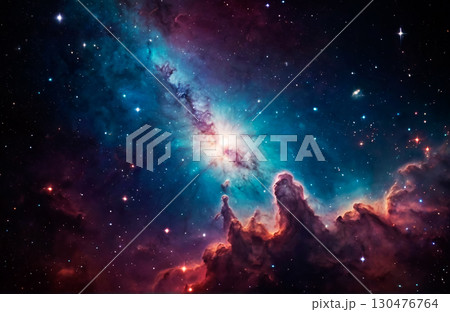 The photo space background with stardust and shining stars 130476764