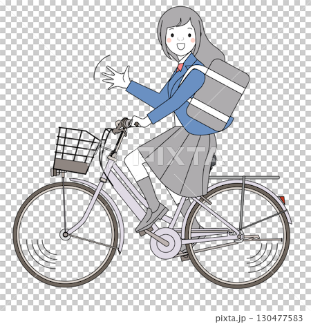 自転車に乗る女子中高生 130477583