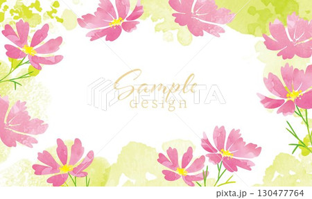 優しい水彩のコスモス背景イラスト 130477764