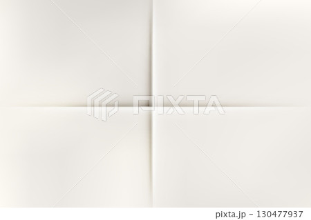 Folded white paper sheet mockup. Vector blank template for letter and menu. Textured page with shadows and wrinkles. 130477937