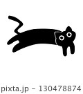 Cartoon cute Black Cat  hand drawn Illustration.  130478874