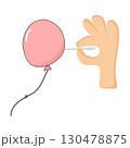 Hand Popping a Balloon with a Needle. Illustration 130478875