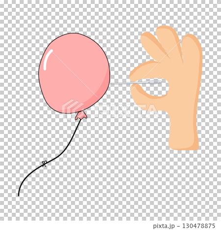Hand Popping a Balloon with a Needle. Illustration 130478875