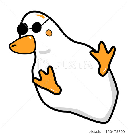Cartoon Duck Wearing Sunglasses in a relaxed pose. Illustration 130478890