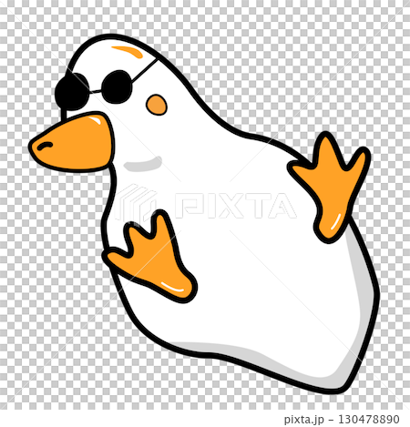 Cartoon Duck Wearing Sunglasses in a relaxed pose. Illustration 130478890