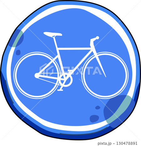 Blue Bicycle Lane Sign. A Framed Icon Representing Bicycle Path or Route 130478891