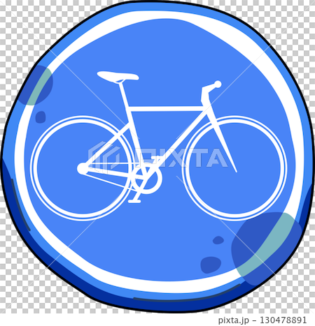 Blue Bicycle Lane Sign. A Framed Icon Representing Bicycle Path or Route 130478891