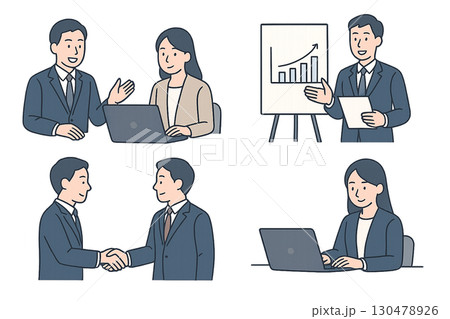 ビジネスシーン4点セット ビジネスシーン4点セット 130478926