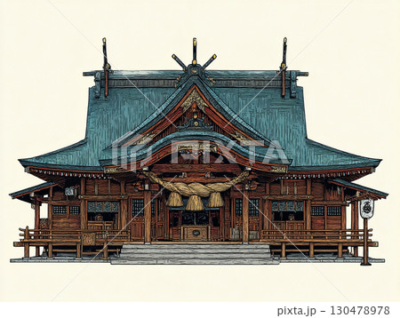 神社としめ縄 イラスト 神社としめ縄 イラスト 130478978