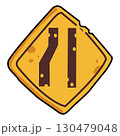 Road Left Narrows Traffic Sign Illustration 130479048
