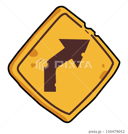 Right turn Curved Arrow Road Sign Vector Illustration 130479052