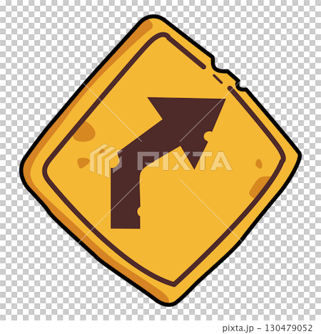 Right turn Curved Arrow Road Sign Vector Illustration 130479052