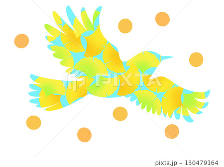 ヒヨドリとイチョウのイラスト 130479164