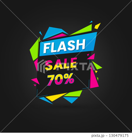 Flash Sale Announcement with 70 Off Colorful Abstract Badge 130479175