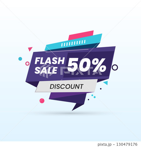 Flash Sale Discount Banner with 50 Off Promotional Advertisement 130479176
