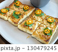 Toasted Garlic Bread with Chili Pepper and Cilantro 130479245