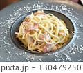Close-Up of Carbonara Pasta with Bacon 130479250