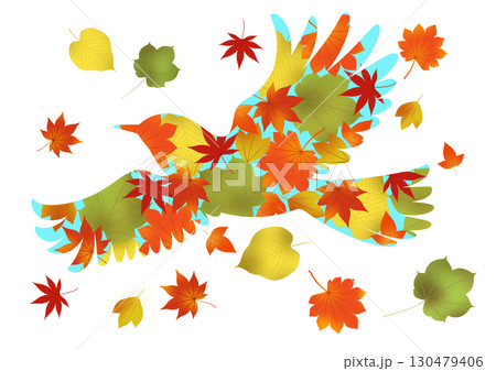 ヒヨドリと紅葉のイラスト ヒヨドリと紅葉のイラスト 130479406