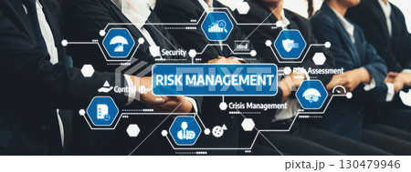 Comprehensive Risk Management Concepts and Strategies in a Professional Business Environment with Visual Icons and Charts. Amity Comprehensive Risk Management Concepts and Strategies in a Professional Business Environment with Visual Icons and Charts. Amity 130479946