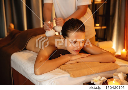Hot herbal ball spa massage body treatment. Quiescent Hot herbal ball spa massage body treatment. Quiescent 130480103