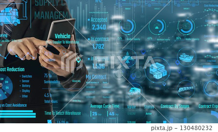 Supply Chain Management Dashboard with Logistics and KPI Metrics Thunk 130480232