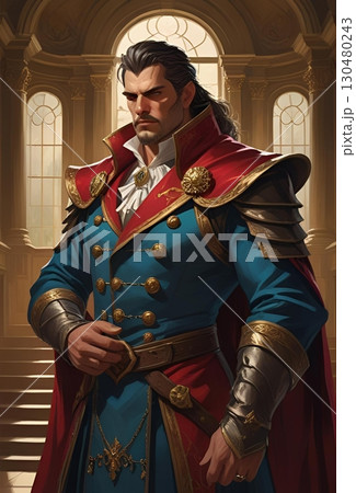 威厳のある伯爵・ファンタジーTRPGキャラクターのポートレートイラスト 130480243
