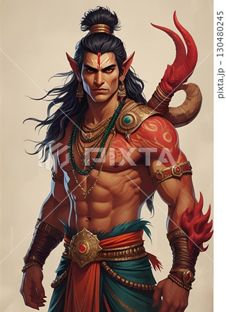 炎の魔人・ファンタジーTRPGキャラクターのポートレートイラスト 130480245