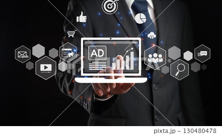 Digital Marketing Strategies in Action with Laptop Displaying Ads and Analytics for Online Campaign Success XDMCP Digital Marketing Strategies in Action with Laptop Displaying Ads and Analytics for Online Campaign Success XDMCP 130480478
