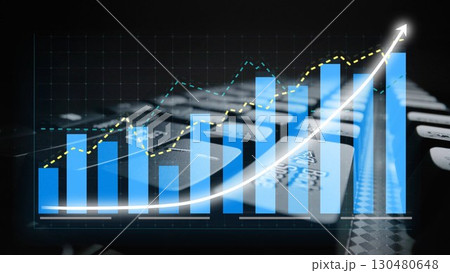Financial data analysis with growth chart and keyboard representation in a modern digital environment showcasing business success and analytics trends. Copula Financial data analysis with growth chart and keyboard representation in a modern digital environment showcasing business success and analytics trends. Copula 130480648