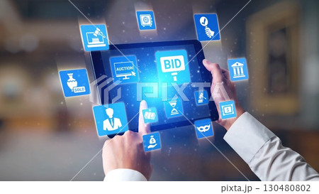 Online auction concept for digital bidding and sales Spire Online auction concept for digital bidding and sales Spire 130480802