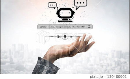 AI Assistant Chatbot Interface with Voice Command and Smart Search Muxer 130480901