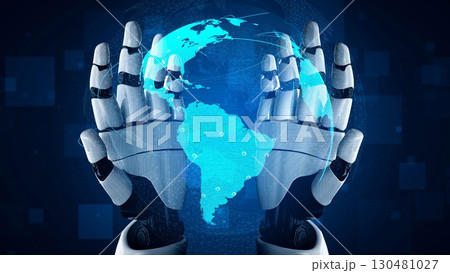 AI visualizes global data flow and digital connectivity Thunk 130481027