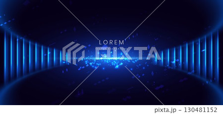 Abstract futuristic blue lighting ray with effec sparkle on dark blue background. Abstract futuristic blue lighting ray with effec sparkle on dark blue background. 130481152