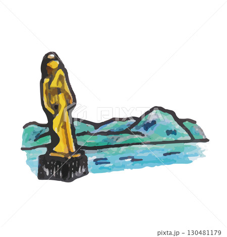 東北のかわいいイラスト田沢湖(秋田県) 東北のかわいいイラスト田沢湖(秋田県) 130481179