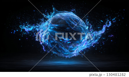 water sphere explosion with shock wave 130481282