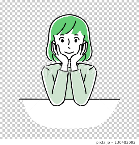 ほおづえをつく若い女性 130482092
