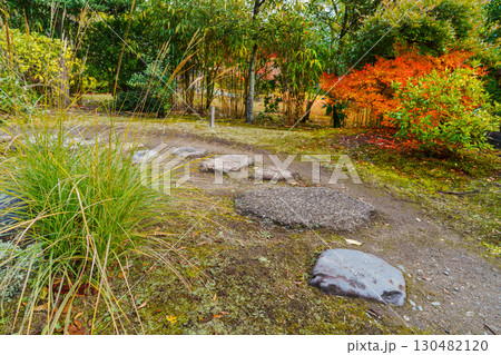 京都　渉成園　蘆菴の露地庭園 130482120