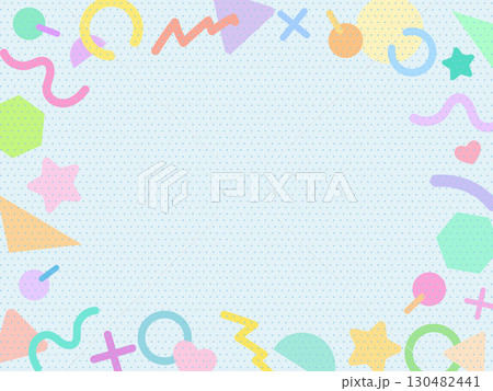 80's＿レトロPOPフレーム　水色水玉 130482441