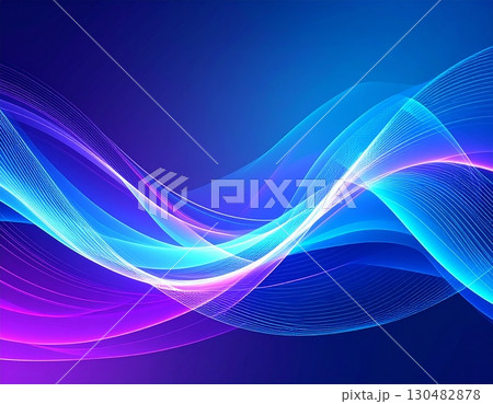 Abstract flowing lines in vibrant colors create a dynamic and modern composition. The luminous waves evoke a sense of energy and movement. Abstract flowing lines in vibrant colors create a dynamic and modern composition. The luminous waves evoke a sense of energy and movement. 130482878