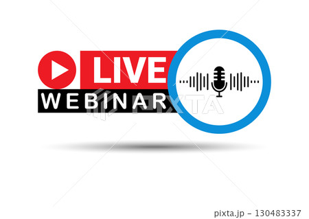 Modern Live Webinar Graphic with Play Button and Microphone. Modern Live Webinar Graphic with Play Button and Microphone. 130483337