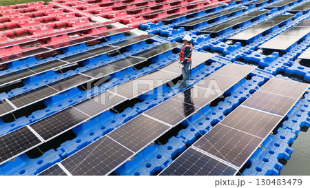 Professional engineer service maintenance floating solar panels photovoltaic clean energy system Professional engineer service maintenance floating solar panels photovoltaic clean energy system 130483479