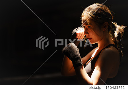 Thai boxing, Portrait muay thai fighter, Young women boxer, kick boxing female ,Asian martial arts 130483861