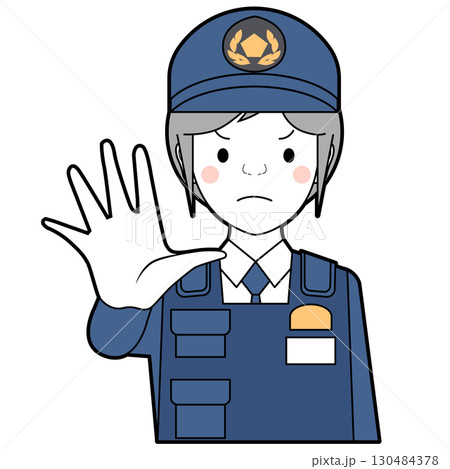 ストップのジェスチャーをする女性警察官 130484378