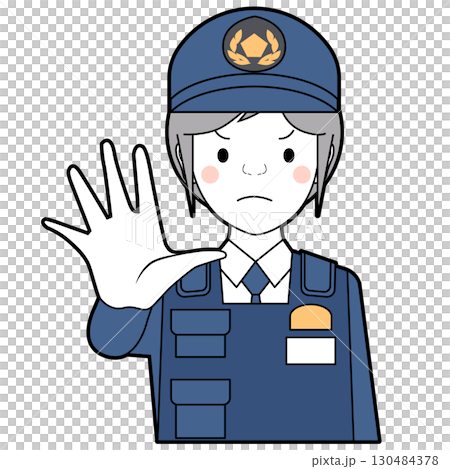 ストップのジェスチャーをする女性警察官 130484378