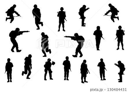 Male armies silhouette. Army special units silhouette. Male soldiers illustration. Male armies silhouette. Army special units silhouette. Male soldiers illustration. 130484431