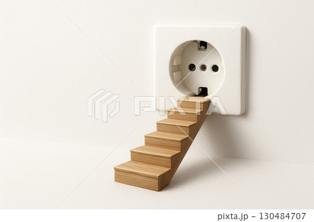 Socket with stairs leading inside. Space for text. Socket with stairs leading inside. Space for text. 130484707