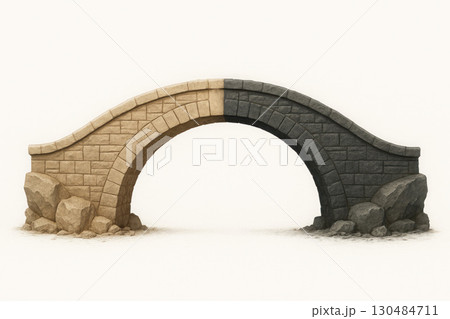 A stone bridge consisting of two colors, light and dark. 130484711