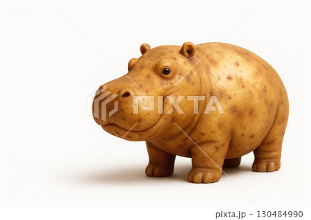Potato hippopotamus isolated on a white background. Space for text. 130484990
